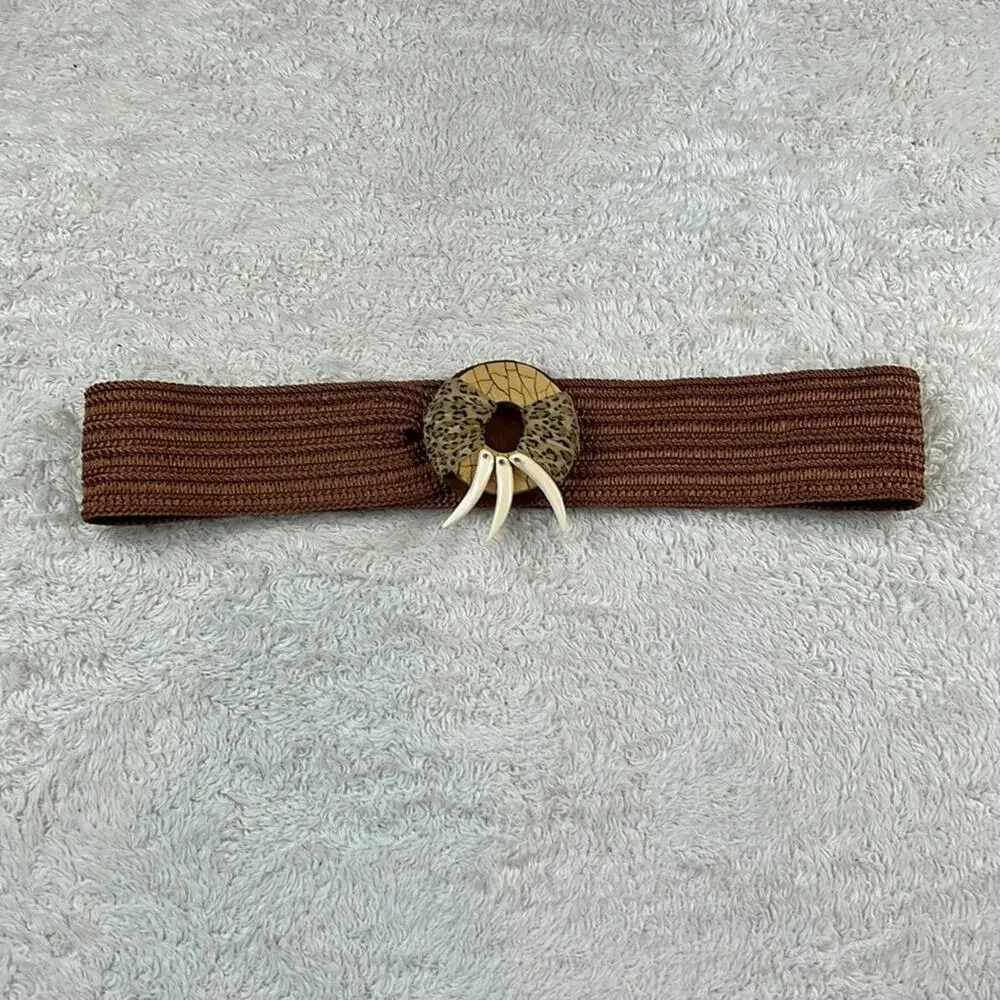 Unbranded Safari  Leopard and talon tooth adjustable belt med - ‎ Large